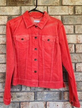 GAP Coral Orange Corduroy Jean Jacket